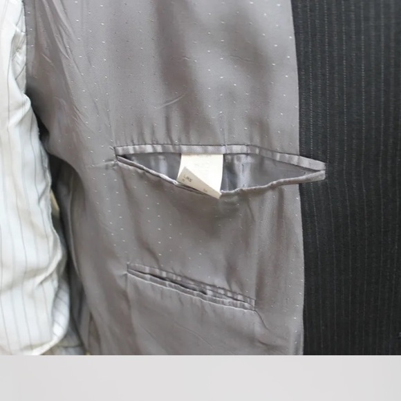 Calvin Klein Men's Blazer Pin Stripe Black 46R Made In Canada 100% Wool - Picture 5 of 11